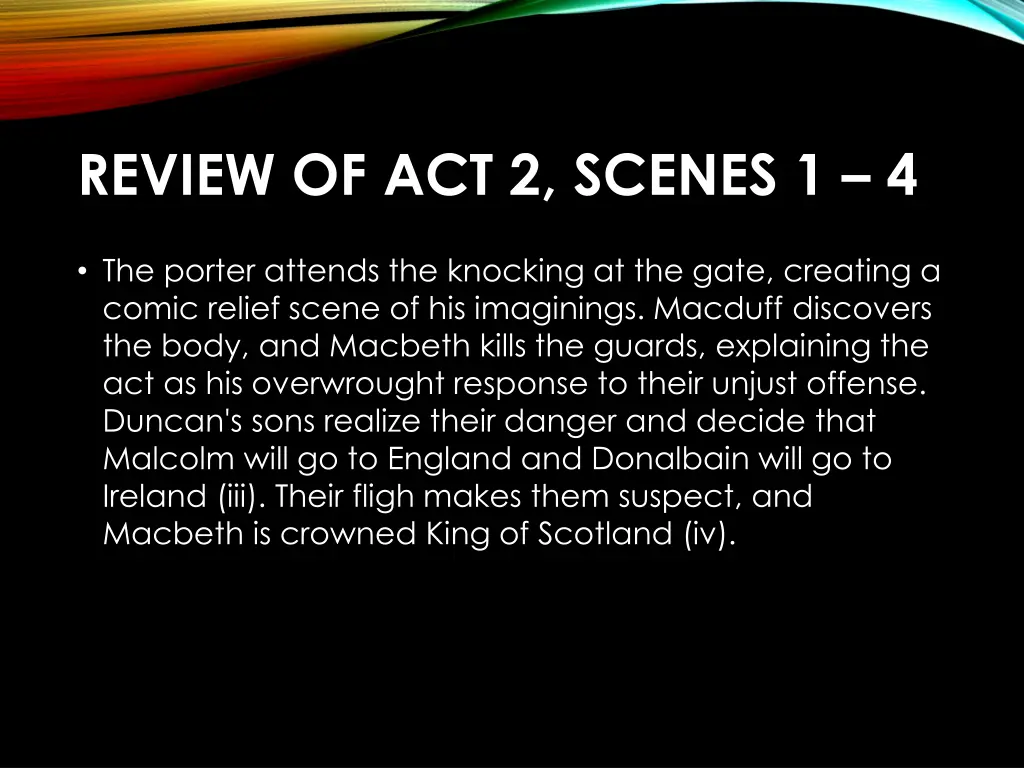 review of act 2 scenes 1 4