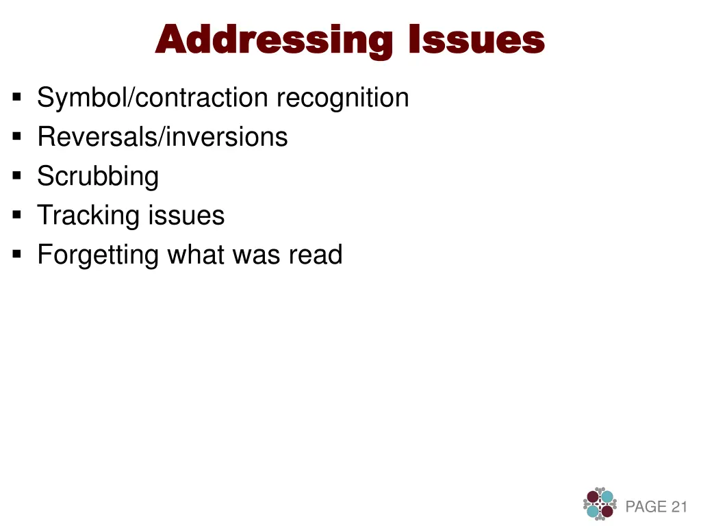 addressing issues addressing issues
