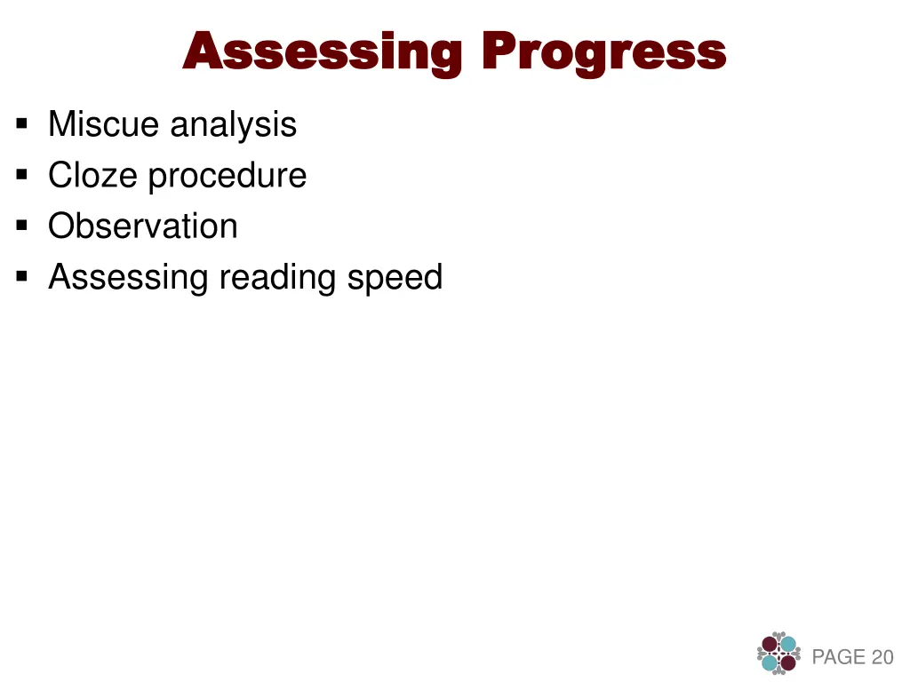 assessing progress assessing progress