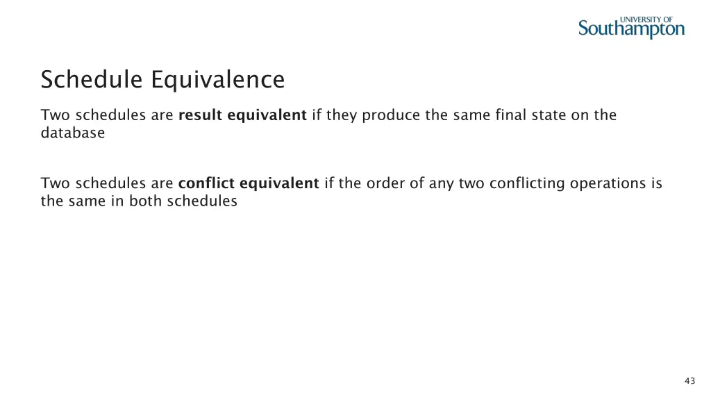 schedule equivalence