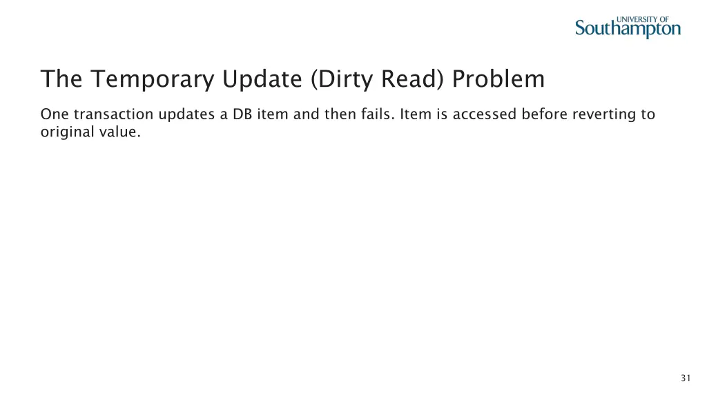 the temporary update dirty read problem