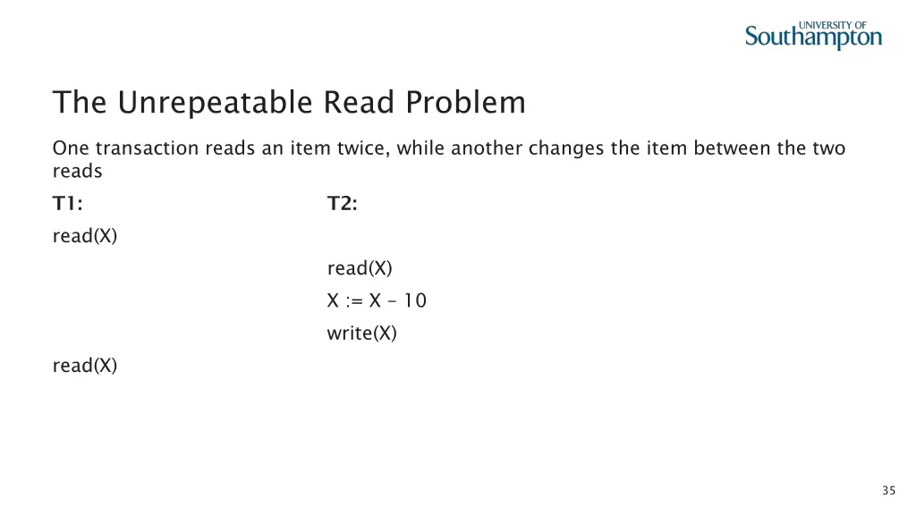 the unrepeatable read problem