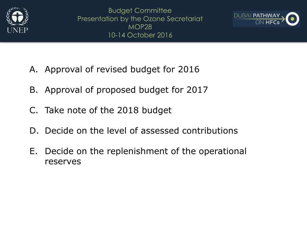 budget committee presentation by the ozone 9
