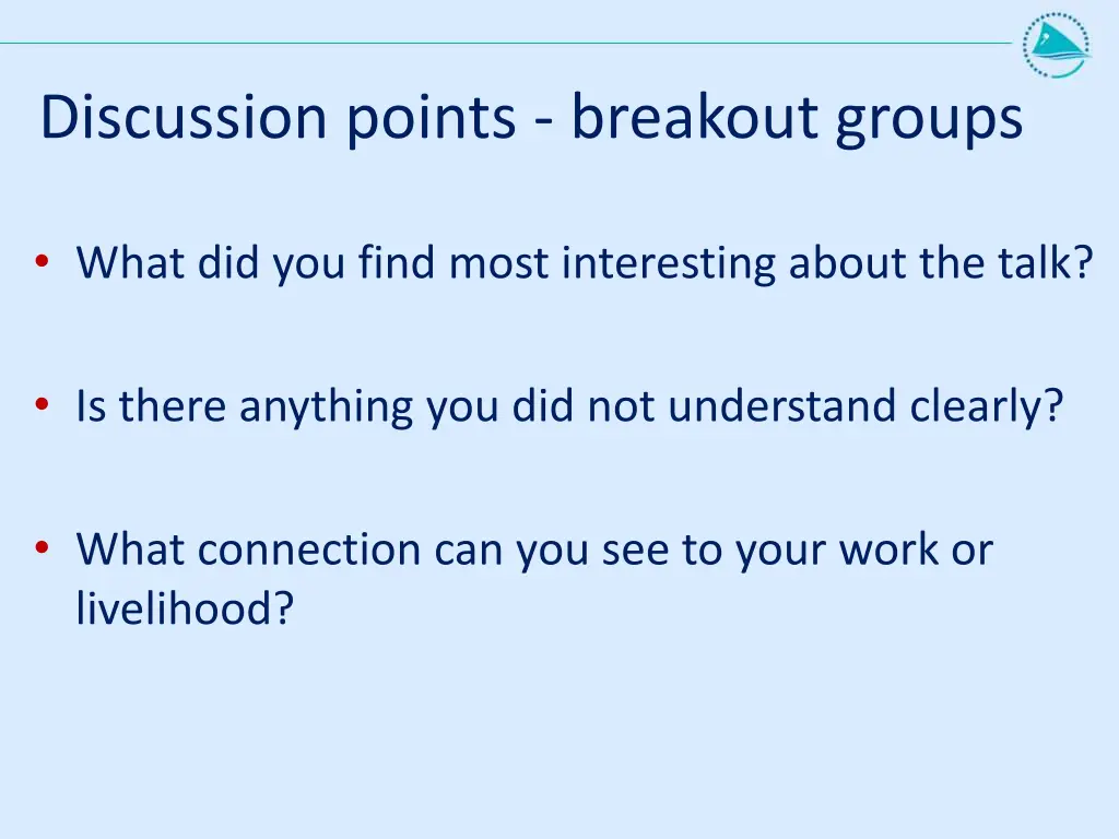 discussion points breakout groups