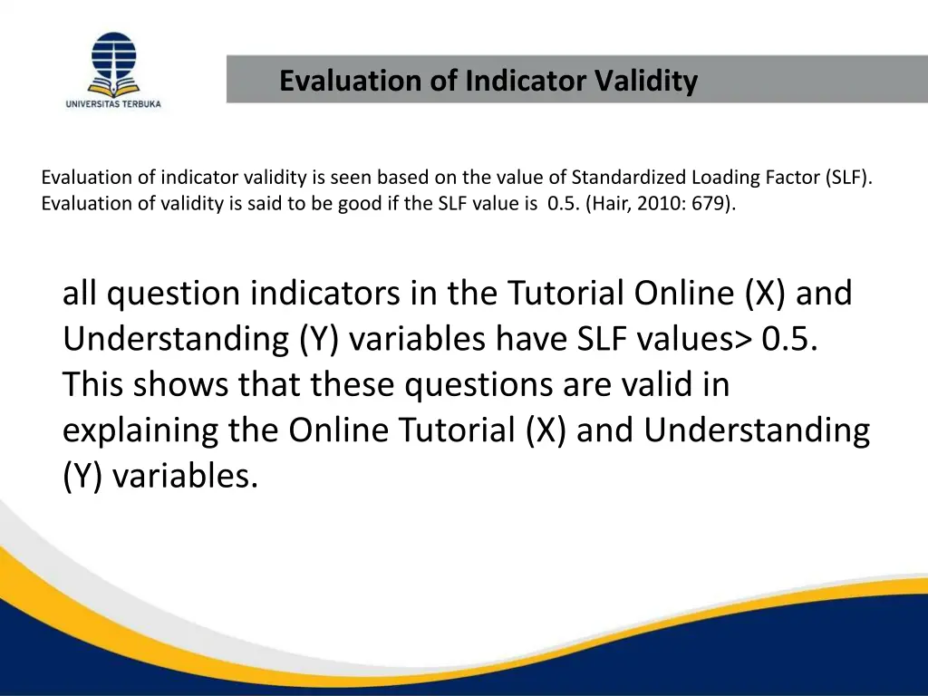 evaluation of indicator validity