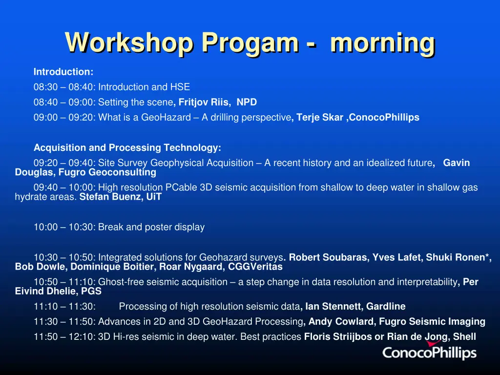 workshop progam morning