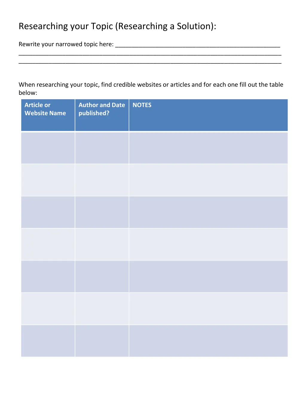 researching your topic researching a solution