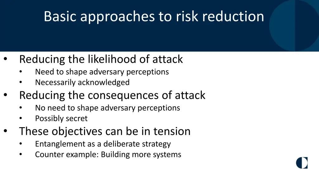 basic approaches to risk reduction