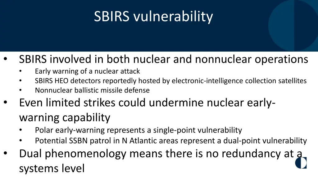 sbirs vulnerability