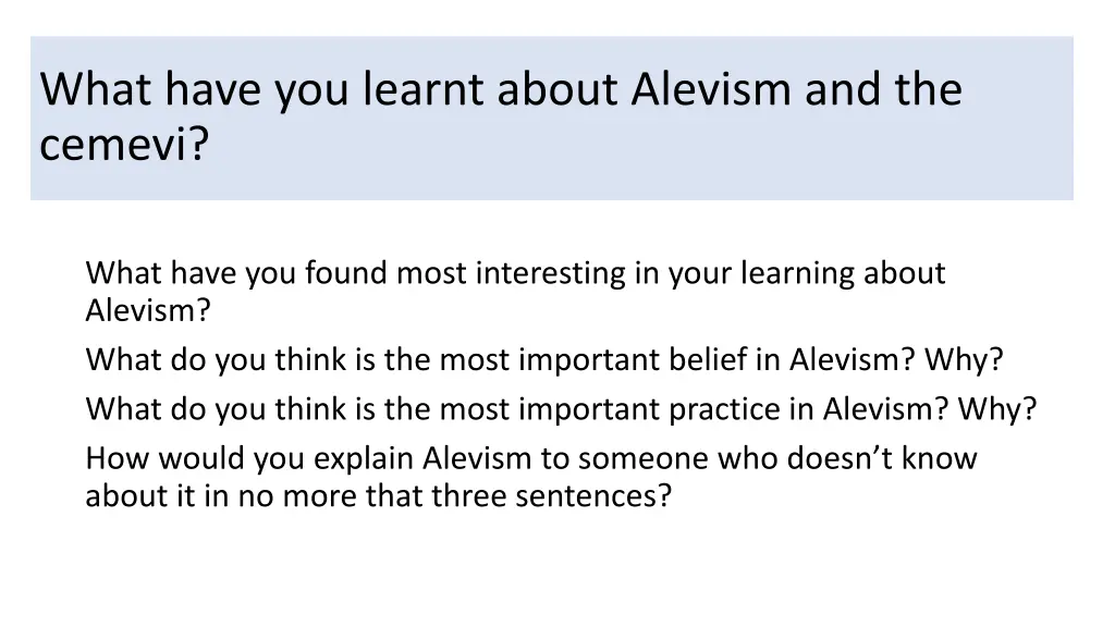 what have you learnt about alevism and the cemevi