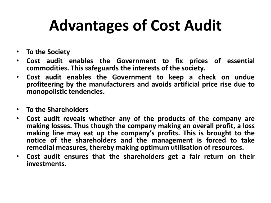 advantages of cost audit 1