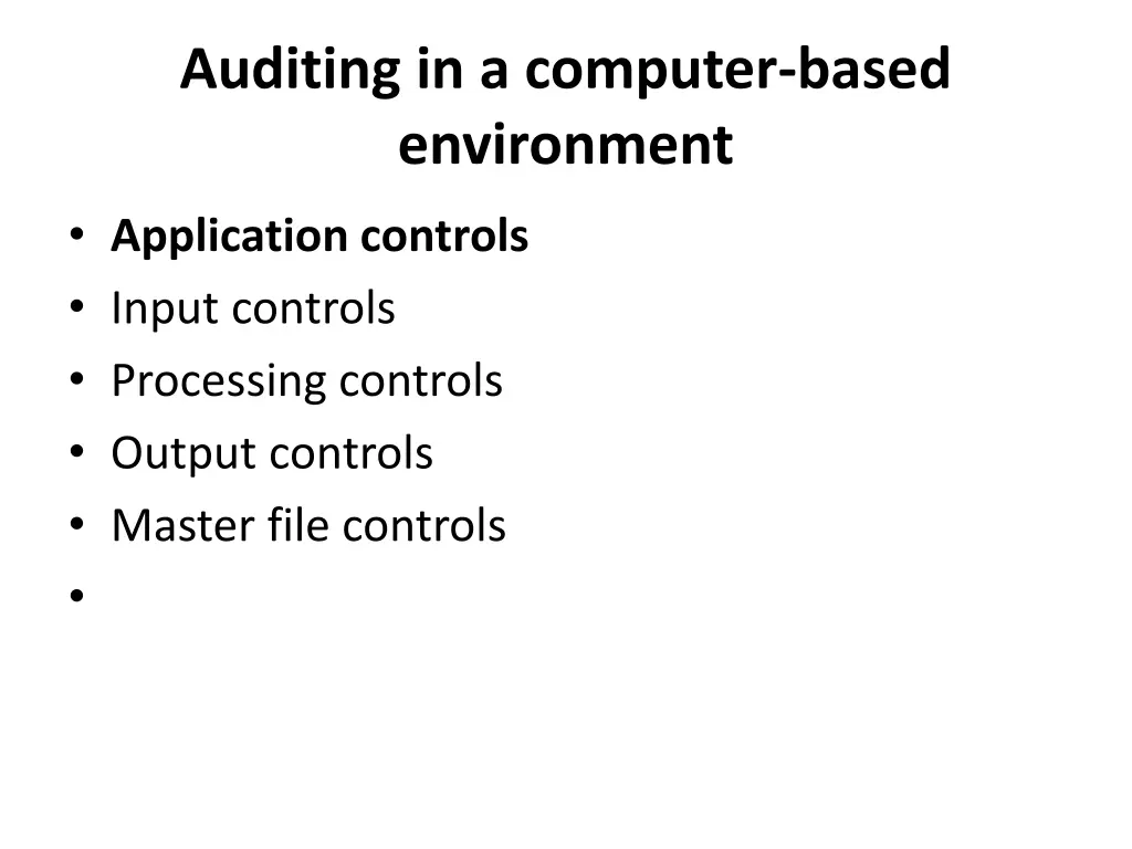 auditing in a computer based environment