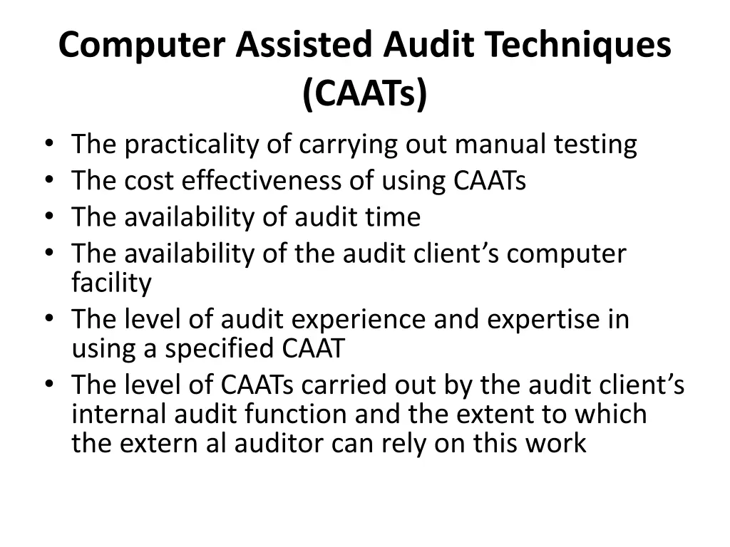 computer assisted audit techniques caats