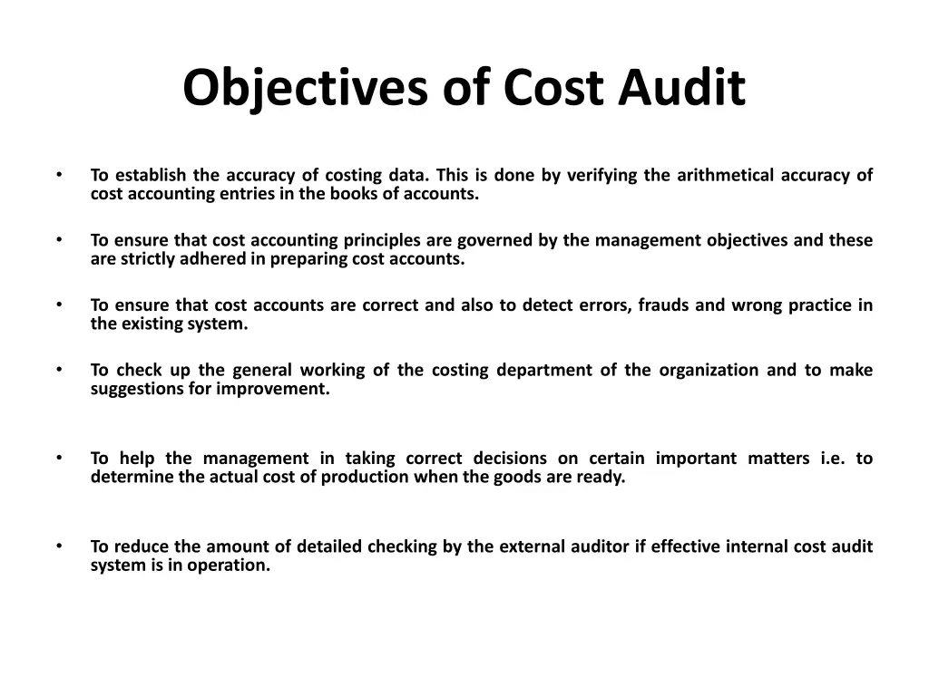 objectives of cost audit