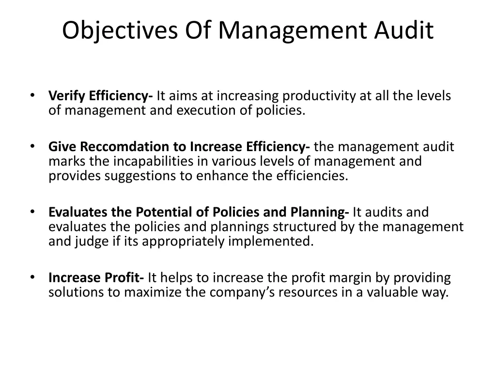 objectives of management audit