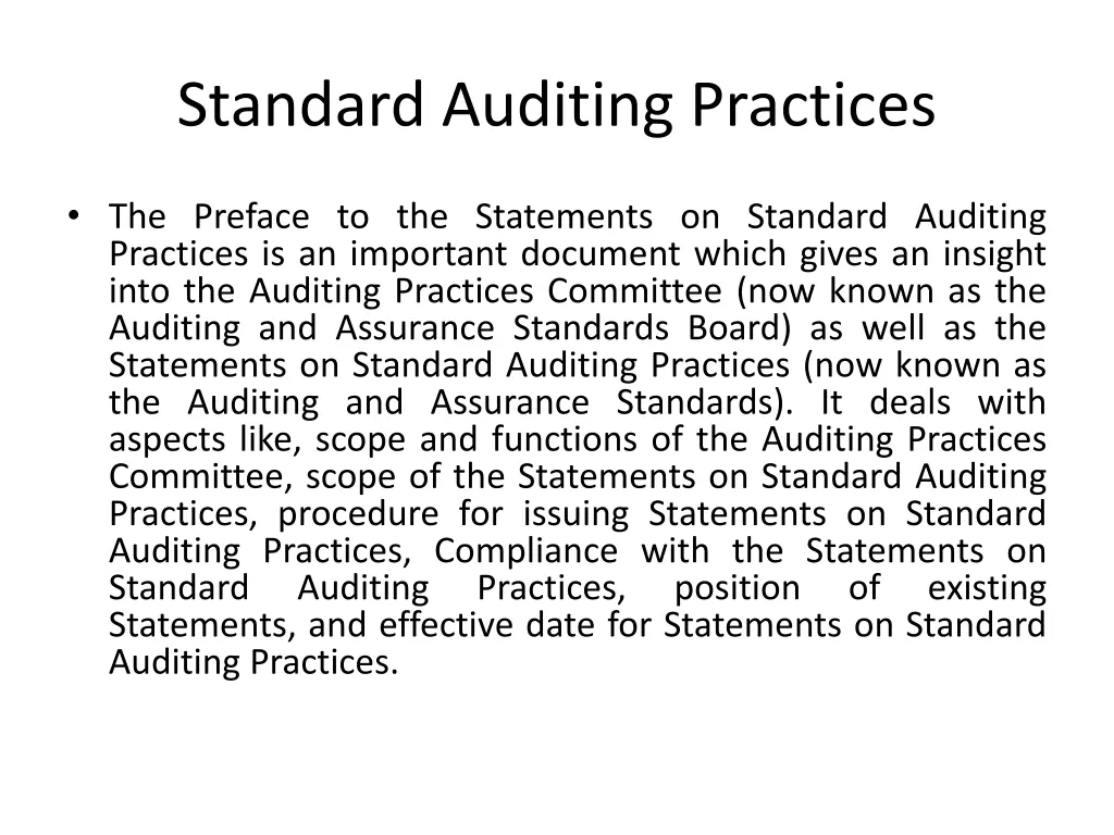 standard auditing practices 1