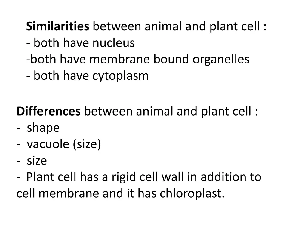 similarities between animal and plant cell both