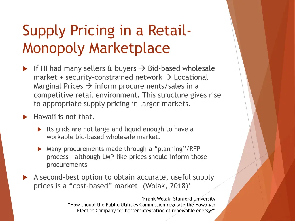 supply pricing in a retail monopoly marketplace