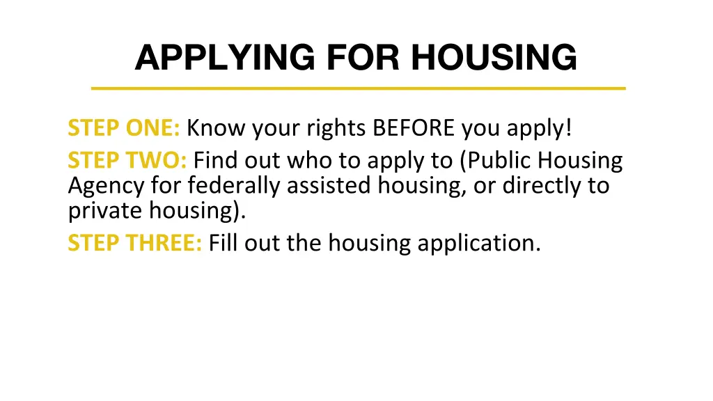 applying for housing