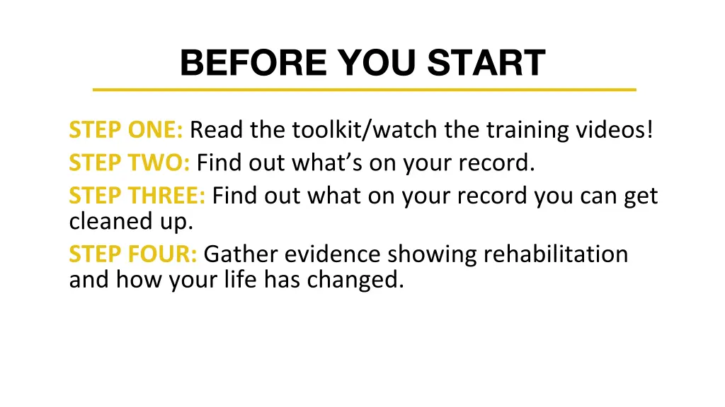 before you start