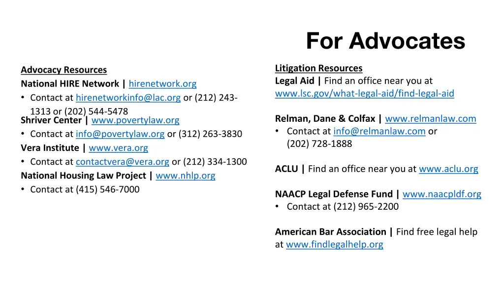for advocates