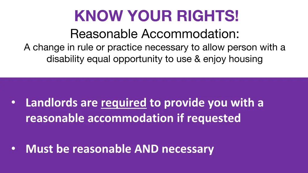 know your rights reasonable accommodation