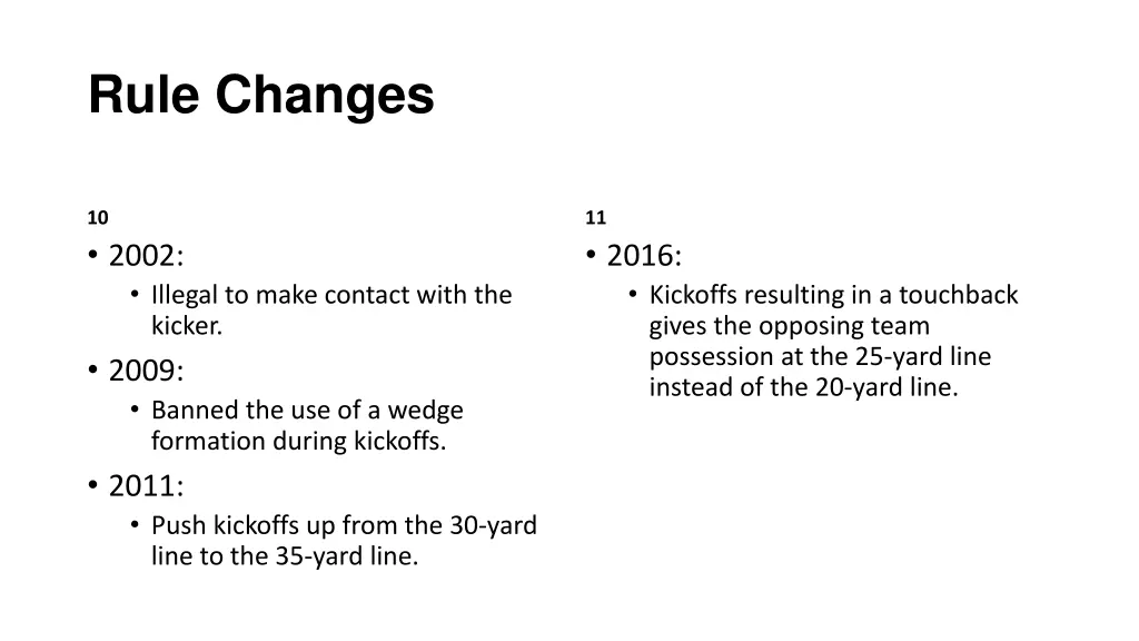 rule changes