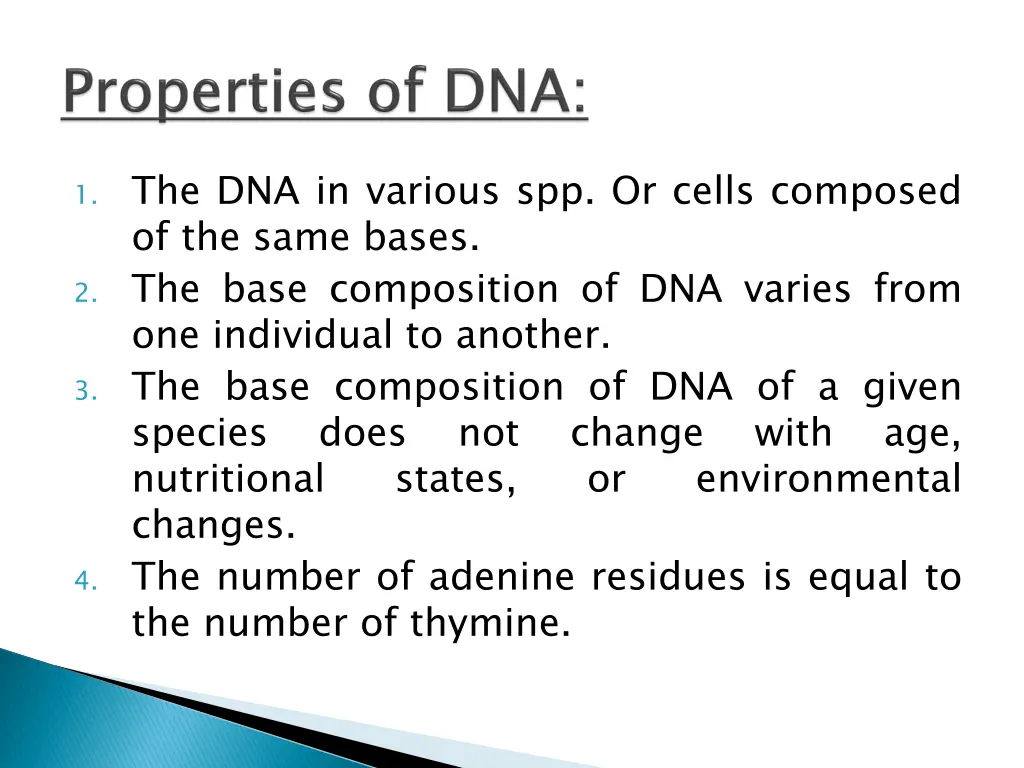1 the dna in various spp or cells composed