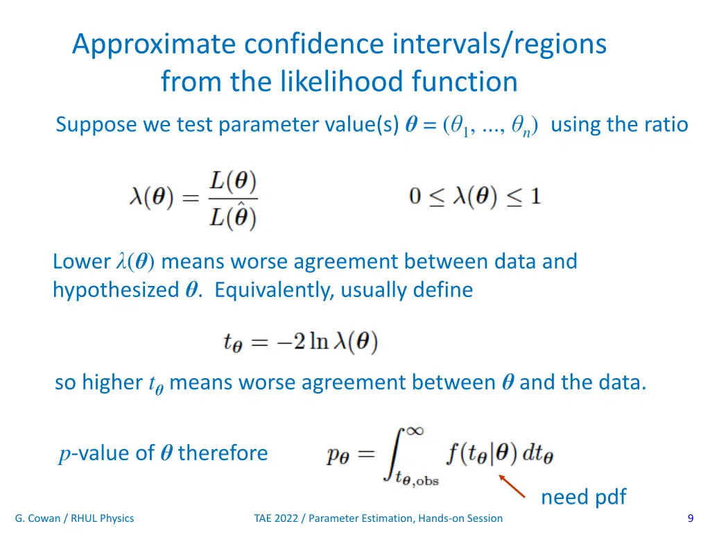 approximate confidence intervals regions from