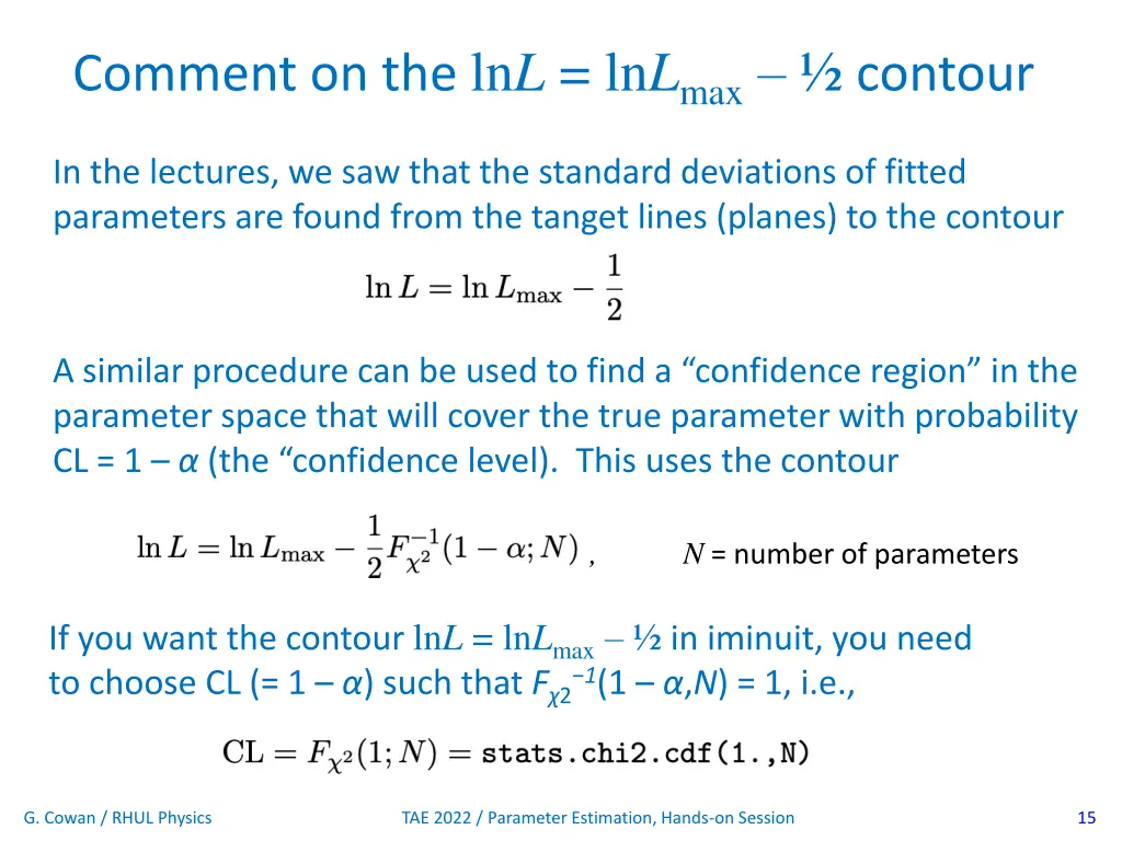 comment on the ln l ln l max contour