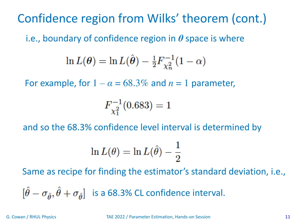 confidence region from wilks theorem cont