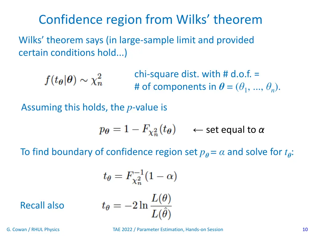 confidence region from wilks theorem