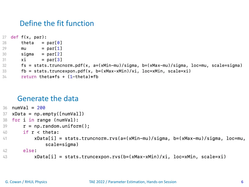 define the fit function