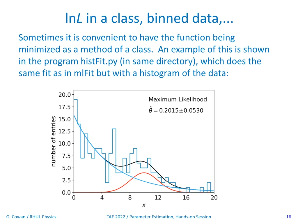 ln l in a class binned data