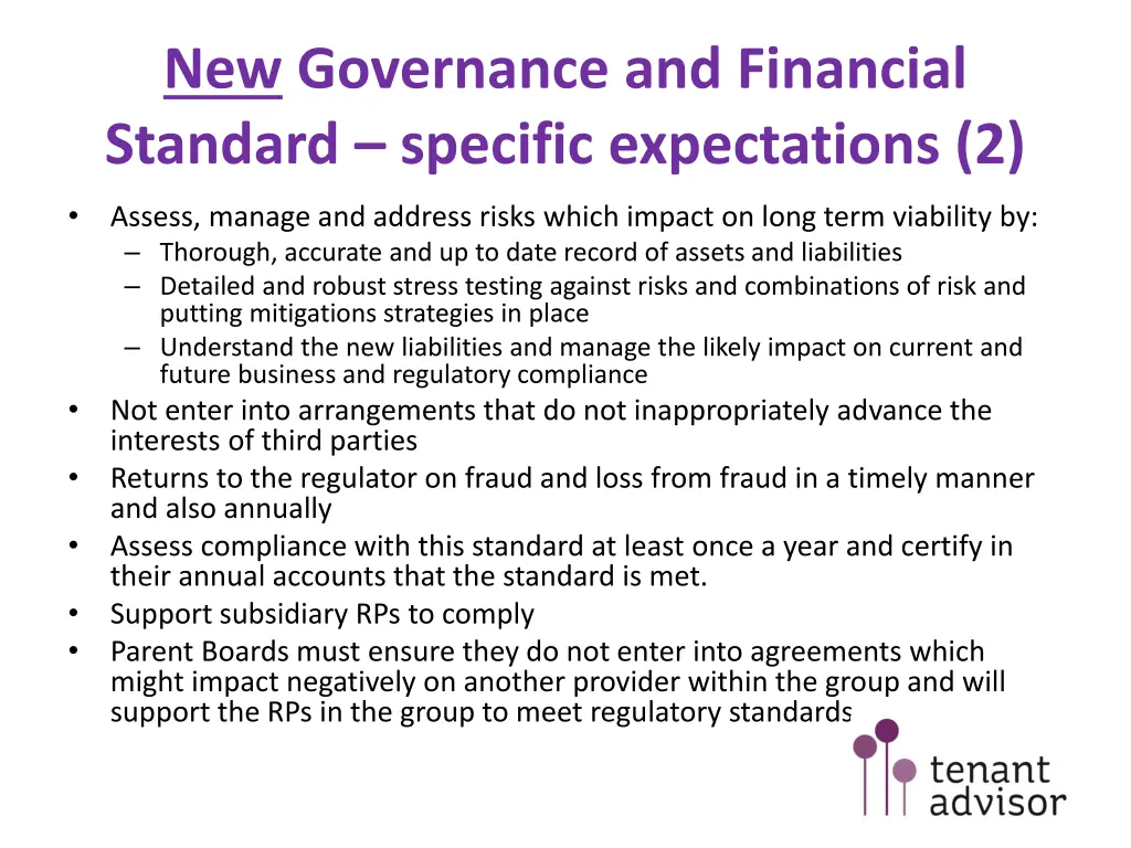 new governance and financial standard specific 1