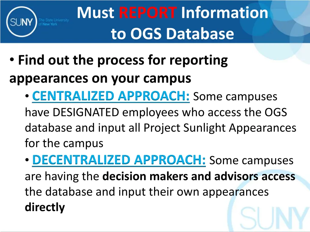 must report information to ogs database