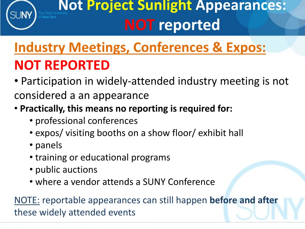 not project sunlight appearances not reported 9