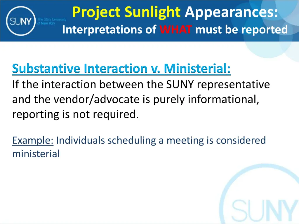 project sunlight appearances interpretations