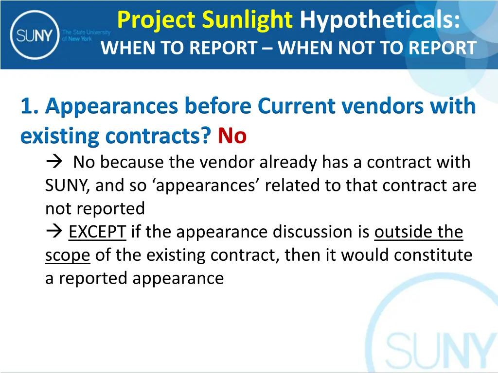 project sunlight hypotheticals when to report 1