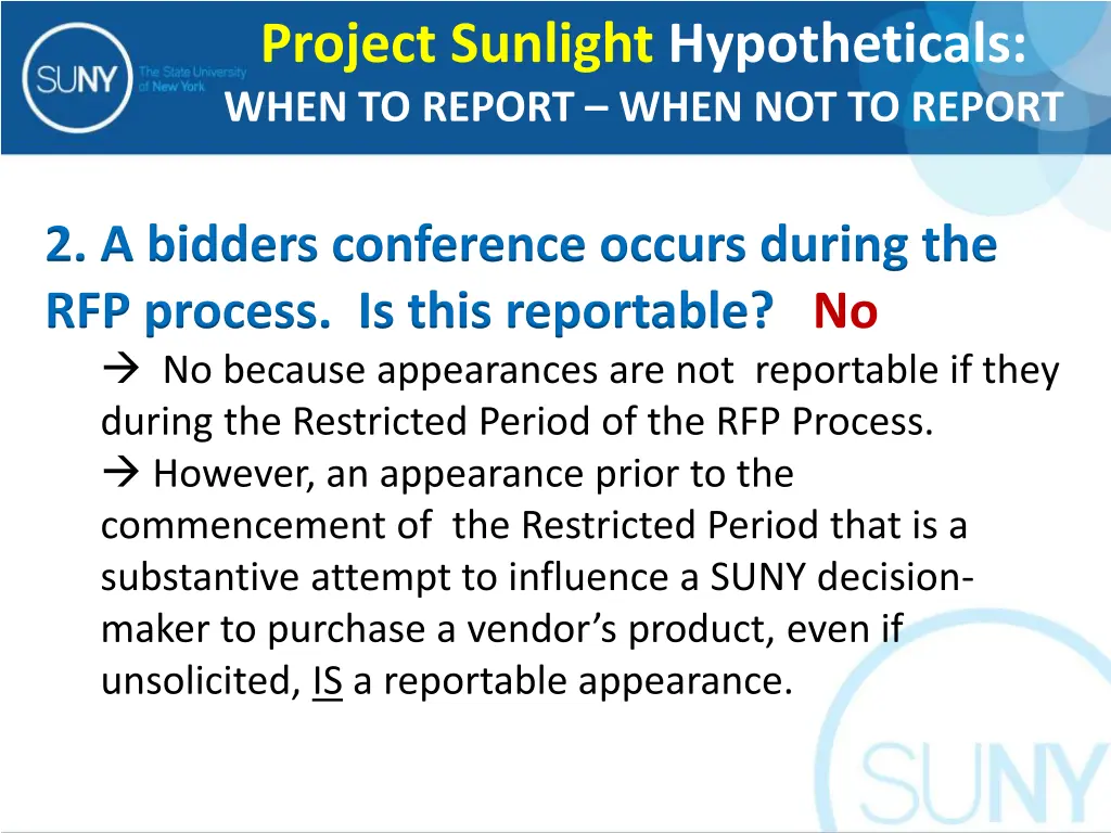 project sunlight hypotheticals when to report 2