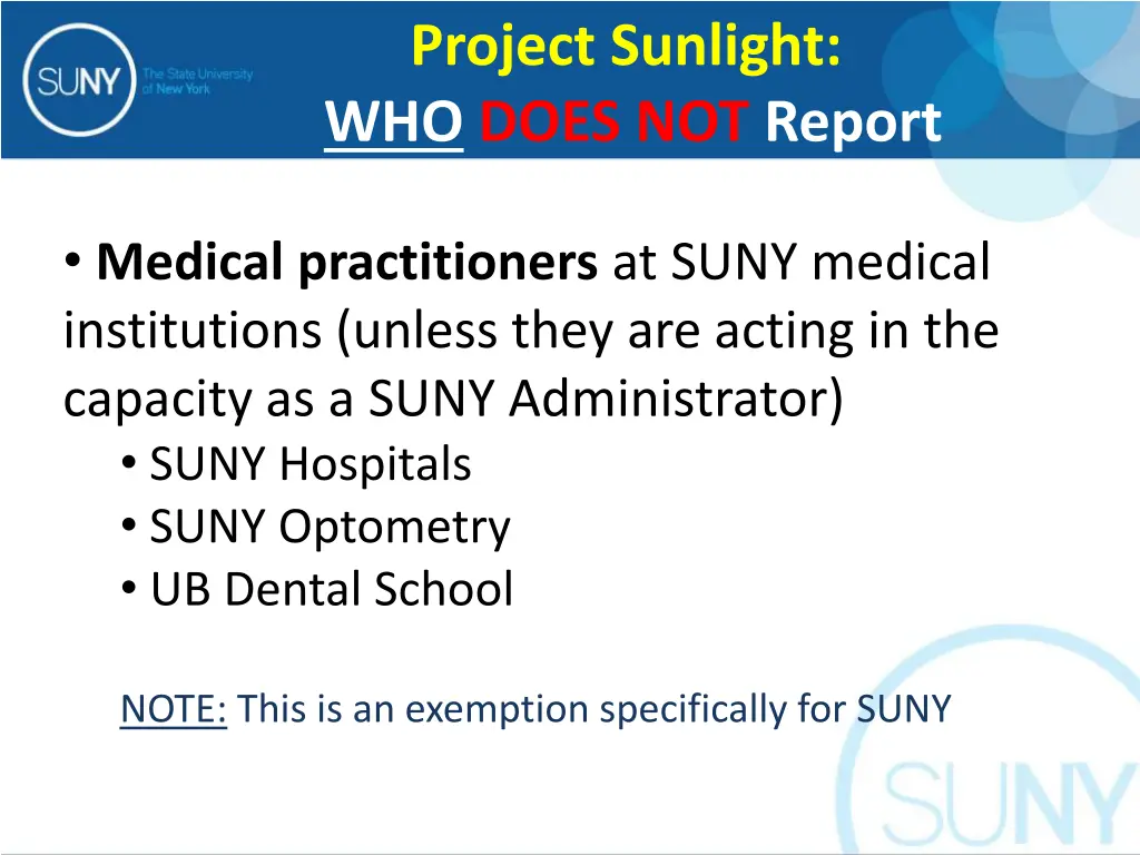 project sunlight who does not report 1