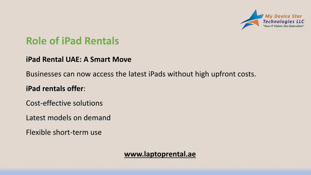role of ipad rentals