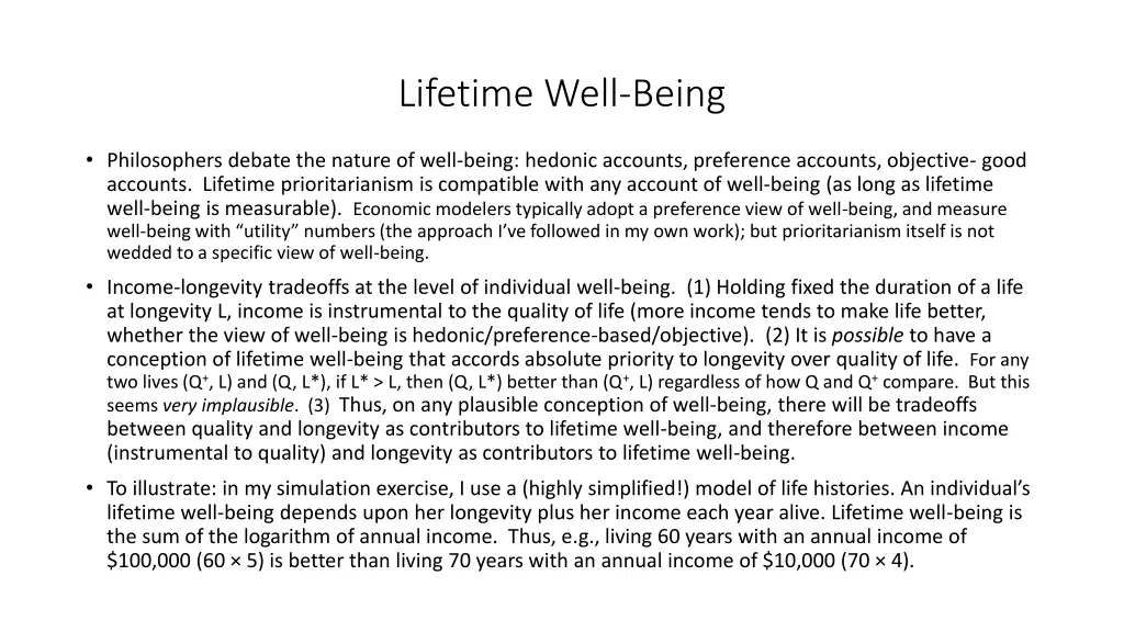 lifetime well being