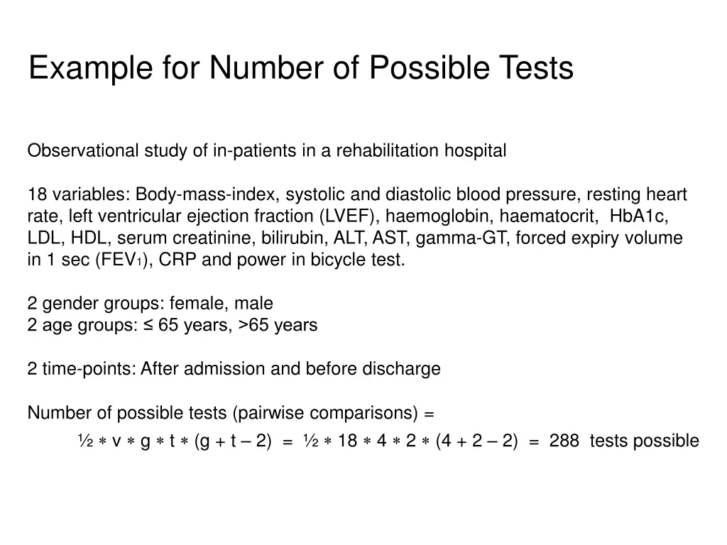 example for number of possible tests
