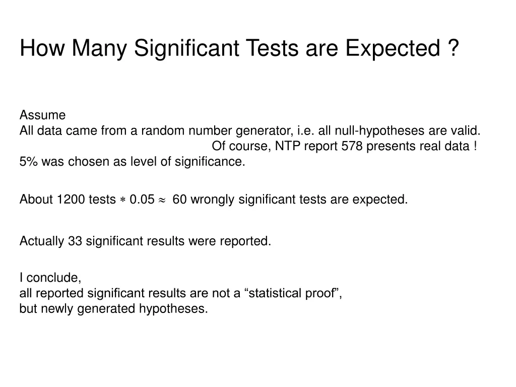 how many significant tests are expected
