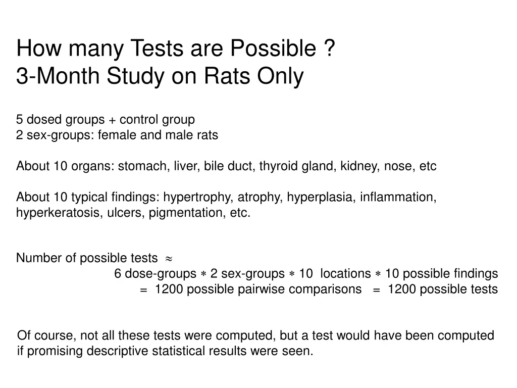 how many tests are possible 3 month study on rats