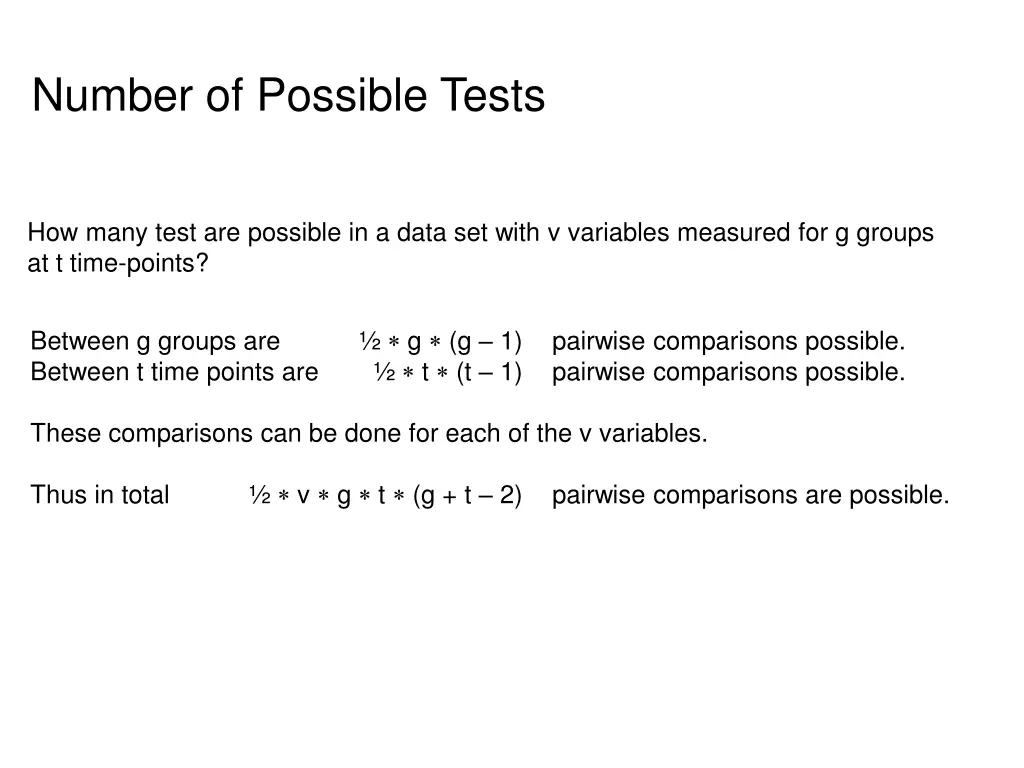 number of possible tests