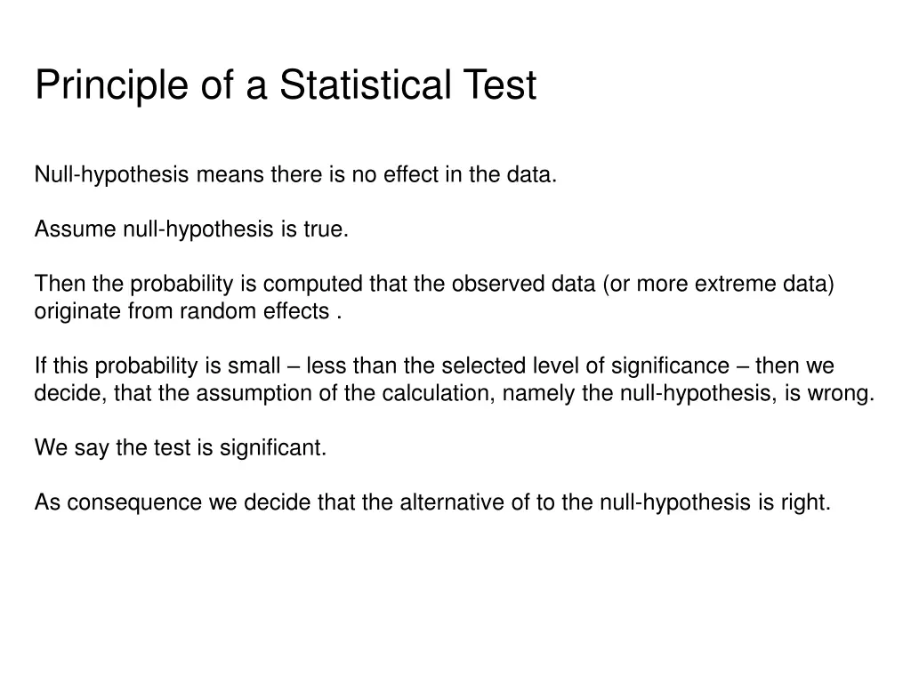 principle of a statistical test