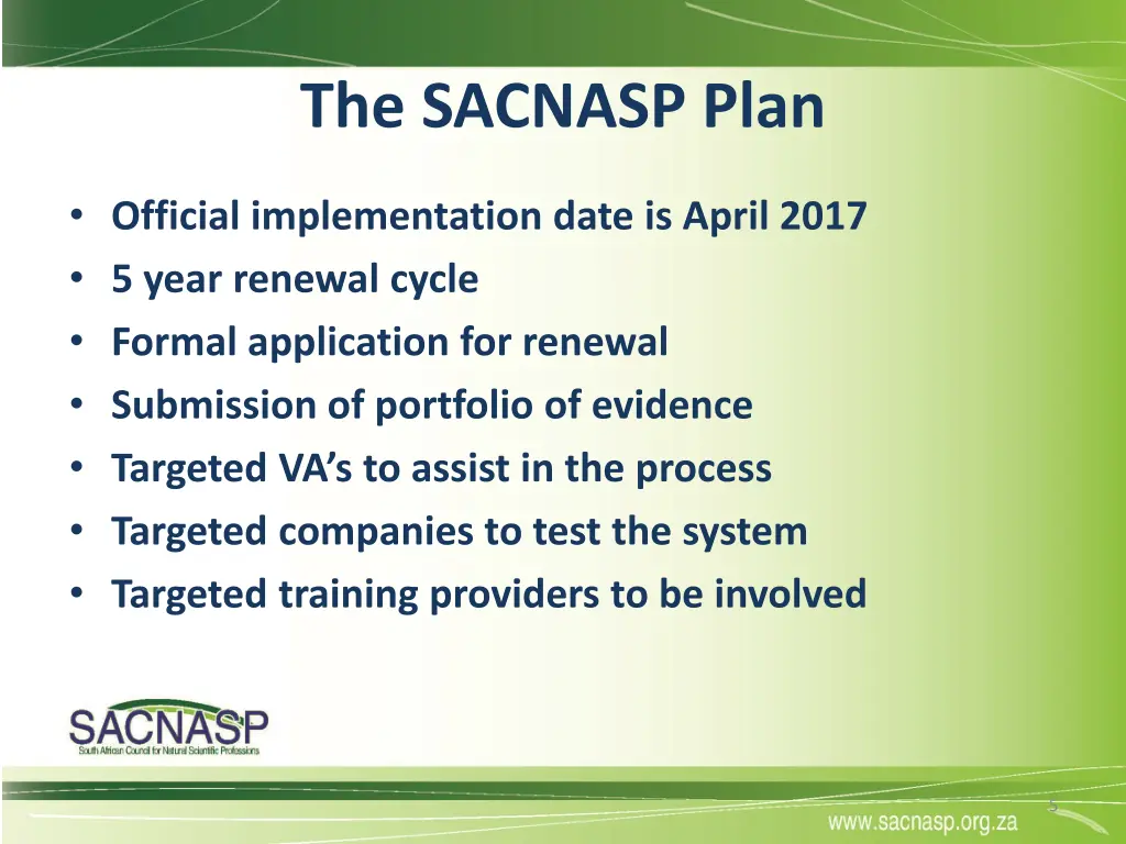 the sacnasp plan