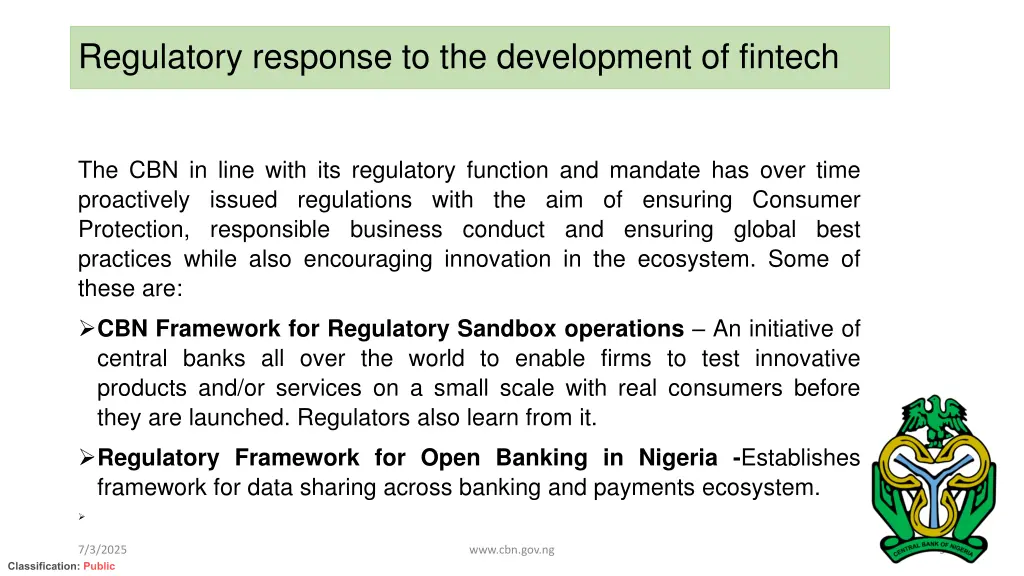 regulatory response to the development of fintech